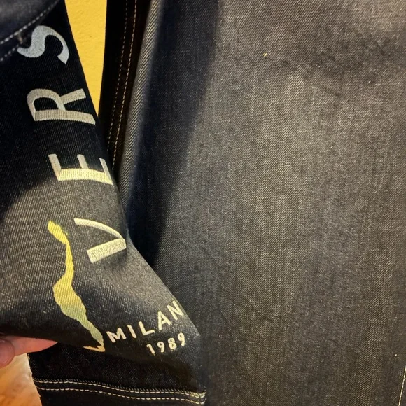 Versace versus Dark Blue Denim Jacket with Sleeve Logo - Picture 11 of 11